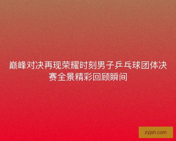 巅峰对决再现荣耀时刻男子乒乓球团体决赛全景精彩回顾瞬间